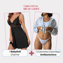 [PROMO EXCLUSIVA MÊS DO CLIENTE] 1 BabyDoll Charme Preto + 3 CottonSexy